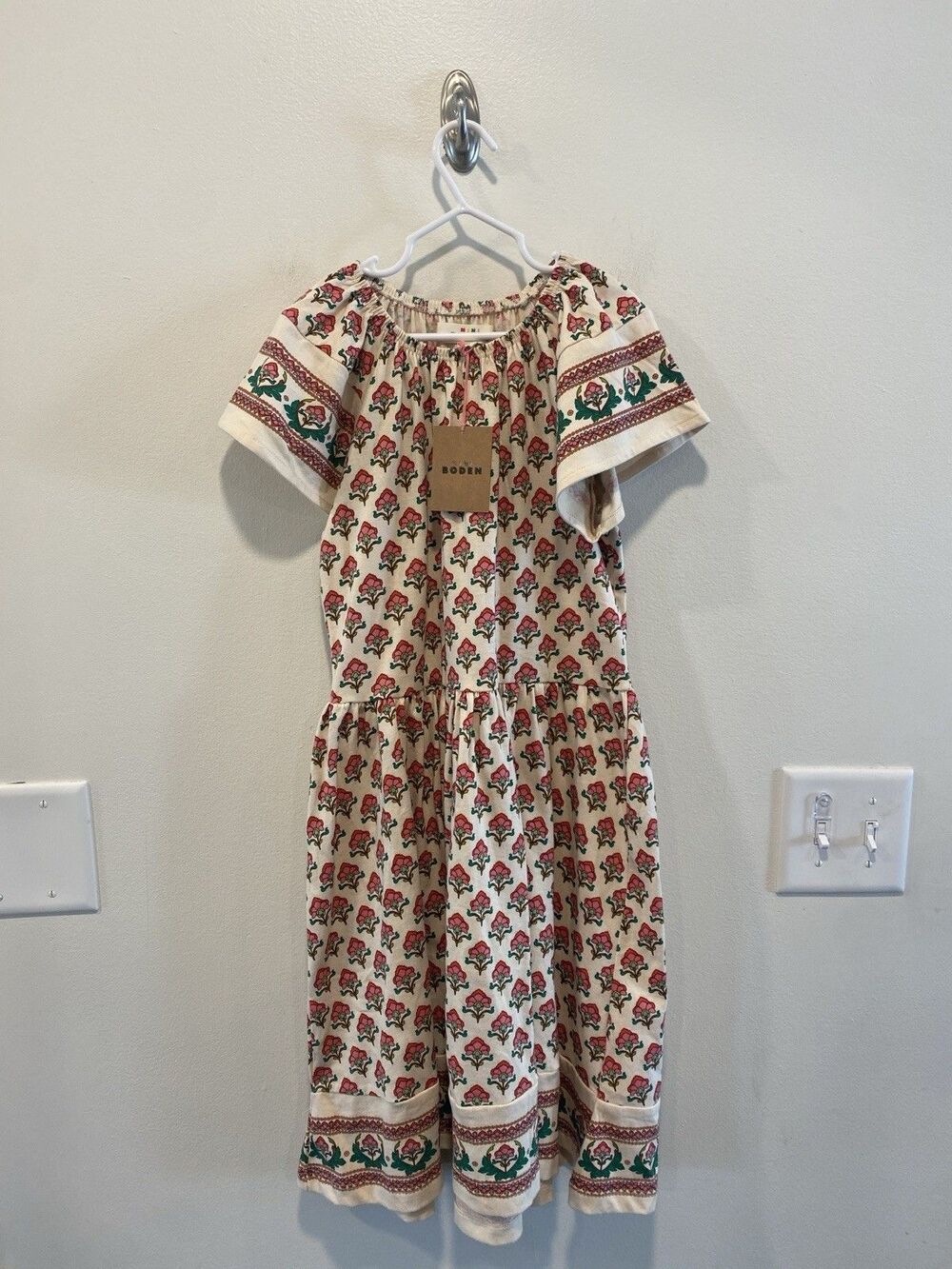 mini boden girls Short Sleeve Dress Size  11-12 New With Tags 100% Cotton